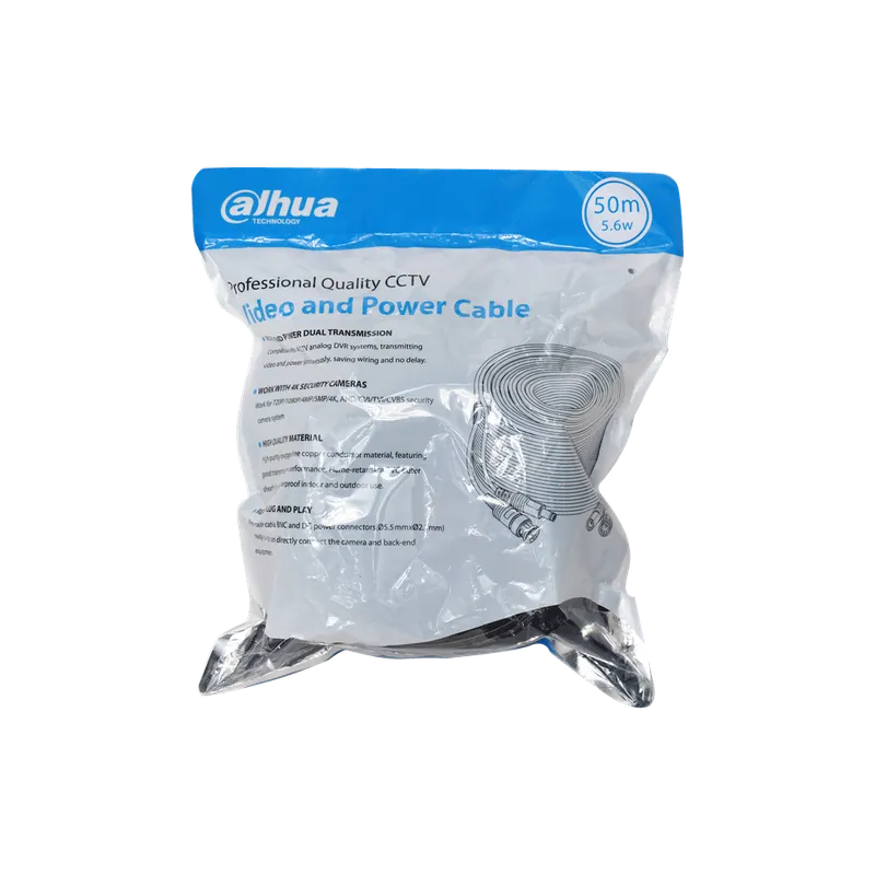 DH-PFM942I-50-5. ROLLO DE CABLE COAXIAL DAHUA CON ALIMENTACIÓN 50MTS.